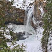 Moul Falls Access Trail, Stairs to Waterfall Bottom & Parking WINTER