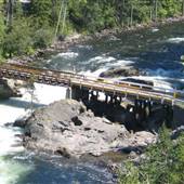 Mushbowl Bridge over Murtle River Rapids in Wells Gray Provincial Park